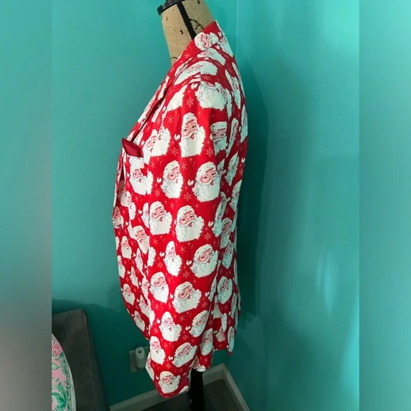 Festive Santa Print Blazer - Red & White - Picture 3 of 6